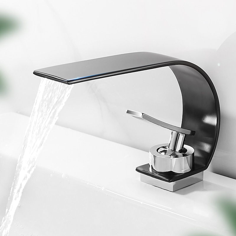 Waterfall Black hot and cold faucet wash basin creative bathroom toilet wash basin under the basin household basin faucet