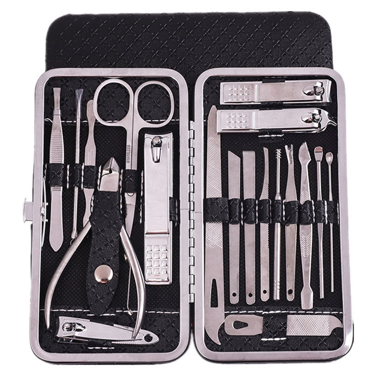 Chickenmouth stainless steel nail pedicure knife scissors care kit manicure set 19 piece nail clippers tool full set