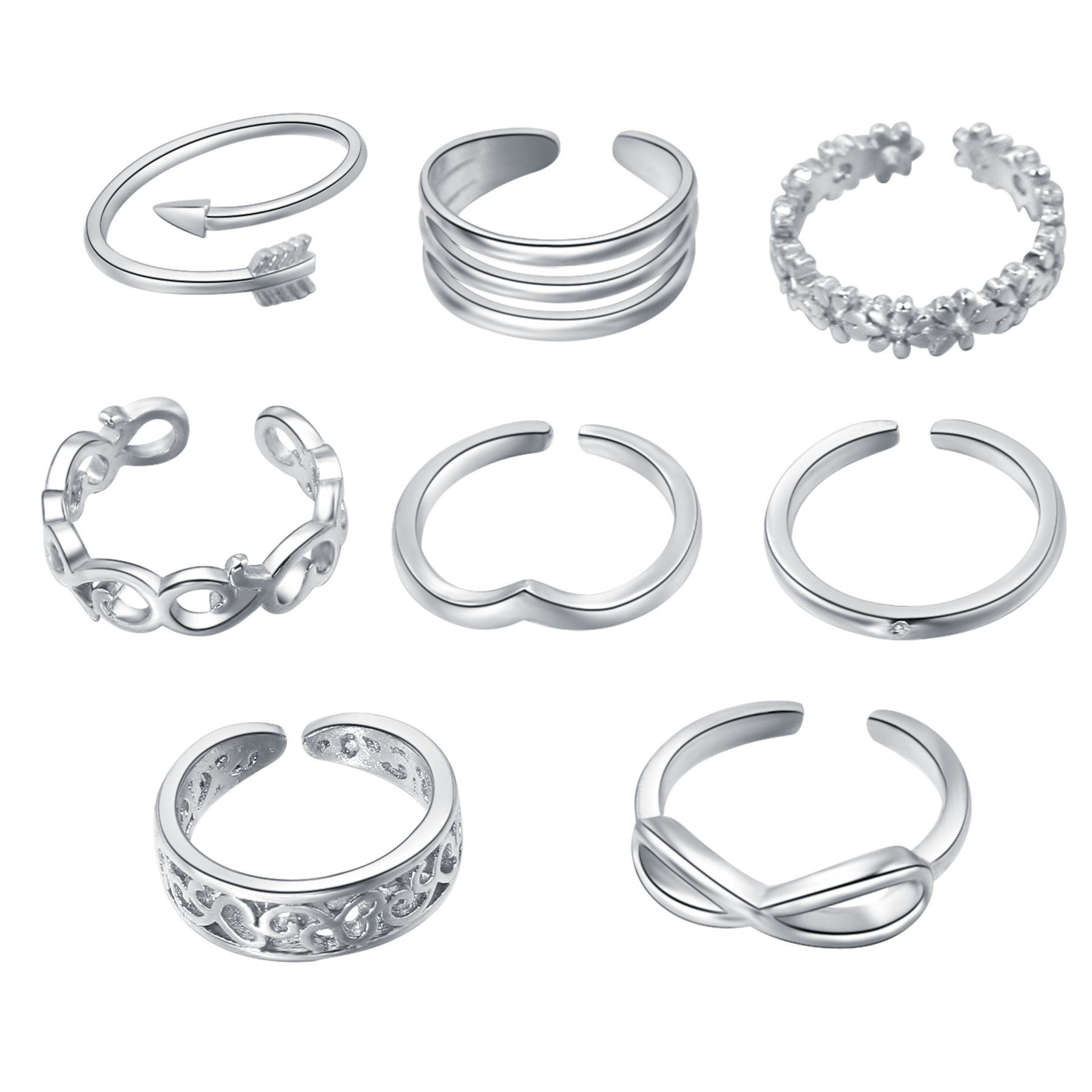 European and American summer beach jewelry foot ring Mini small size ring toe gold silver foot ring set