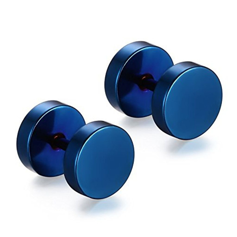 Titanium steel barbell earrings anti-allergic dumbbell earrings single trendy male personality ear jewelry student female