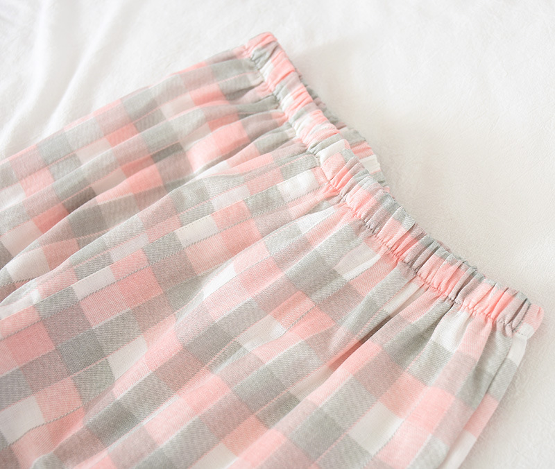 Spring Summer Autumn Men's and Women's Double Gauze Home Clothes Couple's Japanese Style Cotton Pajamas Short-sleeved Trousers Casual Suit_voghion.com
