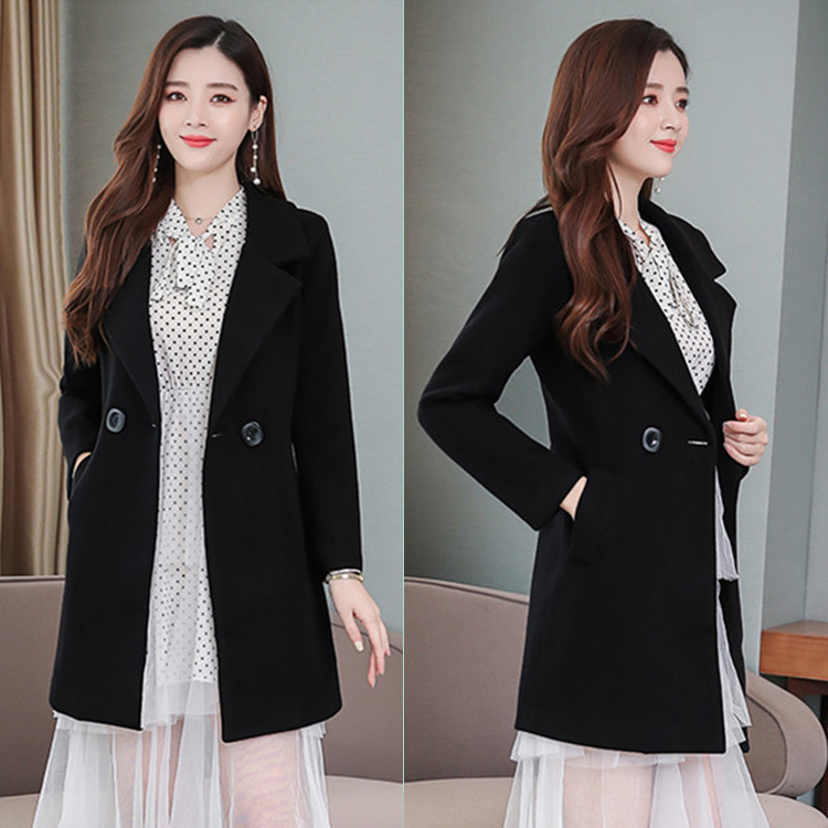 2020 autumn and winter New Amazon ebay woolen women's coat AliExpress double-breasted coat wholesale multi-color multi-size