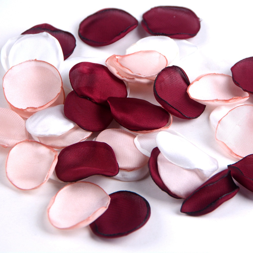 Silk Rose Petal Burned Edge Petal Wedding Luminous Cream Loose Flower Piece Party Decoration DIY Gift
