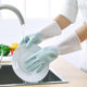 Two-color Household Cleaning and Washing Gloves Kitchen Washing and Washing Clothes Rubber Thin Durable Waterproof Plastic