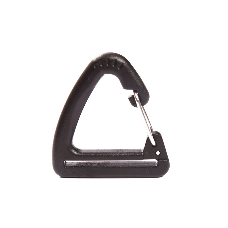 Factory plastic carabiner tactical keychain outdoor nylon webbing buckle triangle elastic Hook supply wholesale