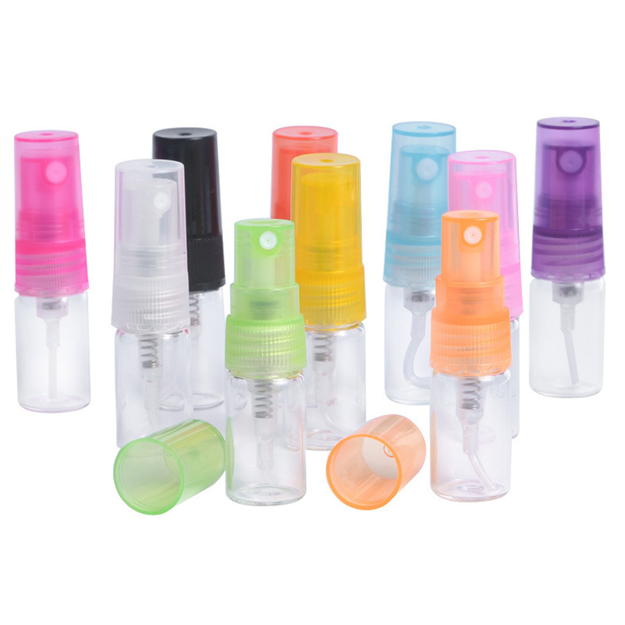 2.3.5.10ml small sample glass perfume bottle transparent plastic nozzle multi-color pull tube frosting trial spray bottle