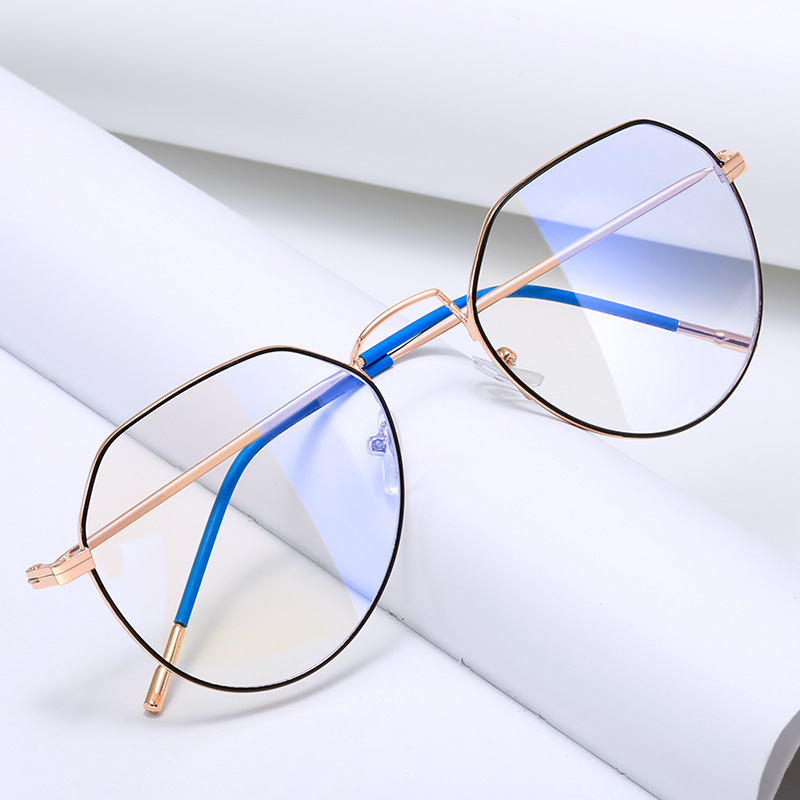 New Anti-blue Light Glasses for Men and Women Students Metal Full Frame Polygon Kickoff for myopia Ultra Light Frame Trendy