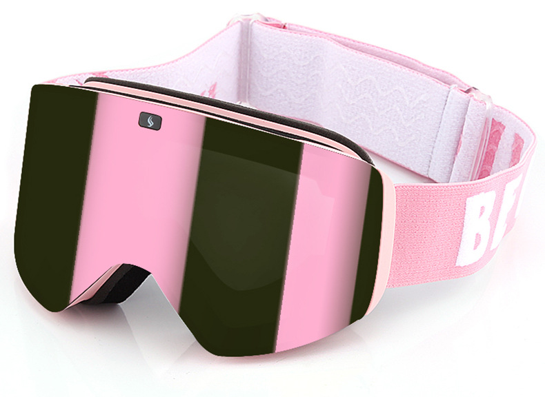 Electroplated ski goggles for adults double anti-fog cylinder spherical magnetic replacement ski glasses_voghion.com
