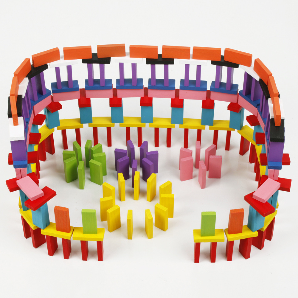 Factory direct pine color building blocks standard 120 children's educational early education wooden toys dominoes