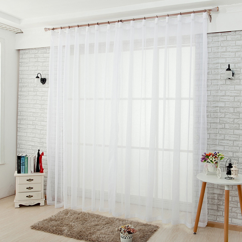 Factory direct sale Trilon white window screen curtain rod bag buttonhole cross-border Amazon curtain fabric finished product custom wholesale