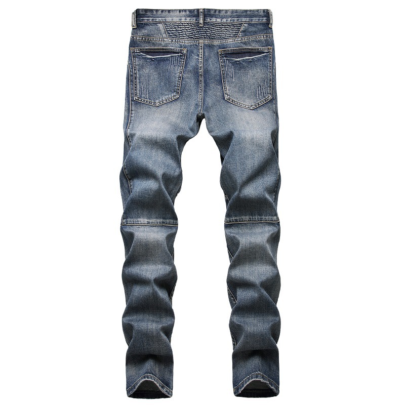 Cross-border supply 2020 Autumn and Winter new men's jeans European and American personality nostalgic zipper decorative jeans trendy men