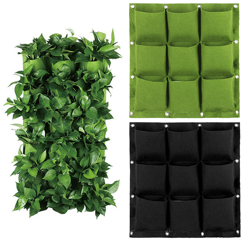 Plant planting bag vertical wall hanging balcony Greening flower growth tree planting bag square wall multi-mouth felt beauty planting bag