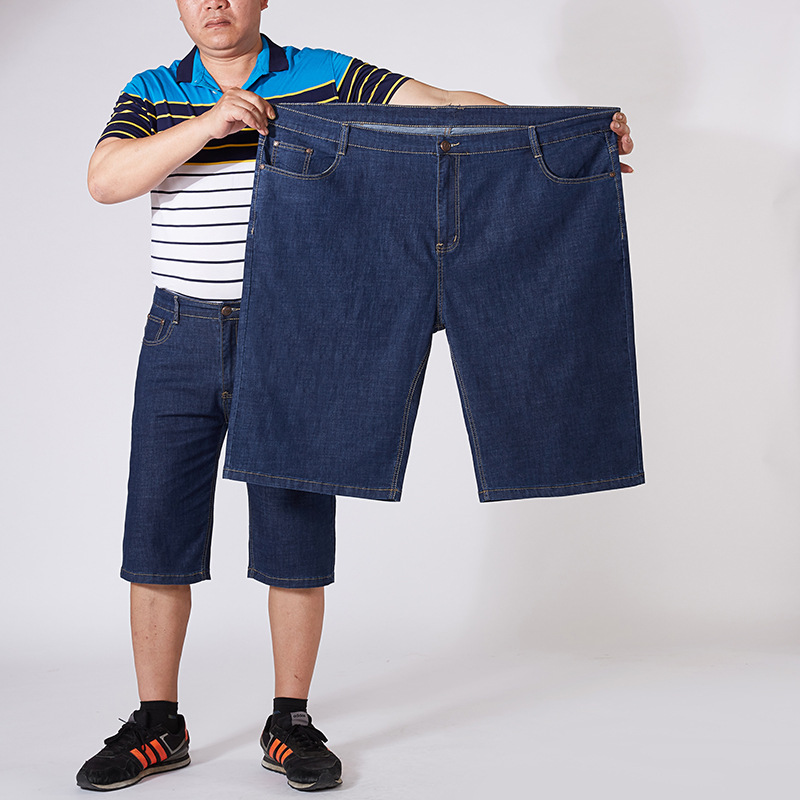 Summer Thin Men's Extra Large Size Denim Shorts Men's Half Pants for Fat Men Straight Loose Medium Pants