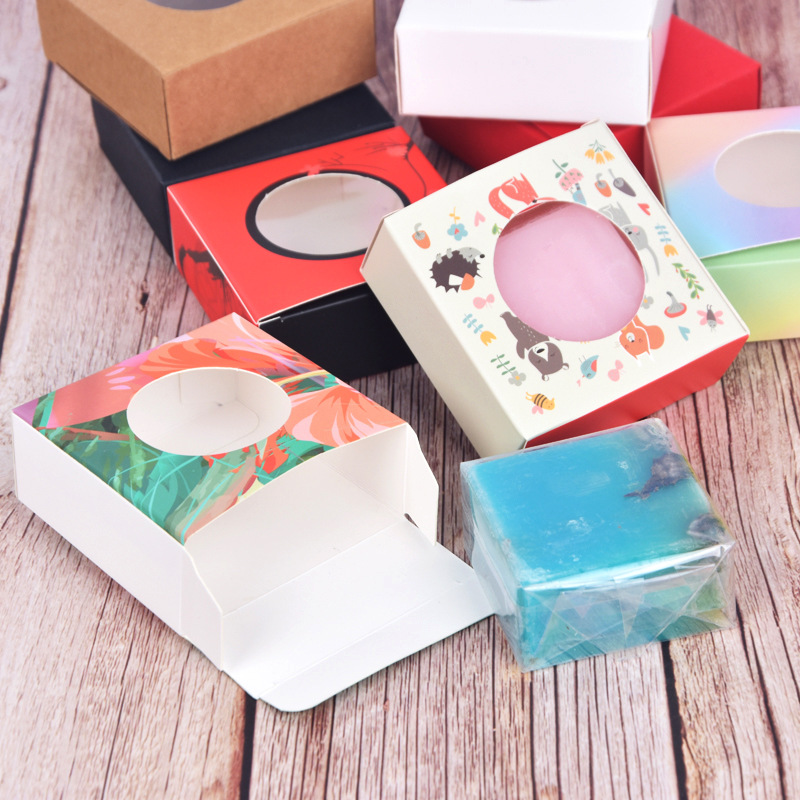 Handmade soap small pendant packaging box simple air cushion box color cute jewelry box sandalwood paper box