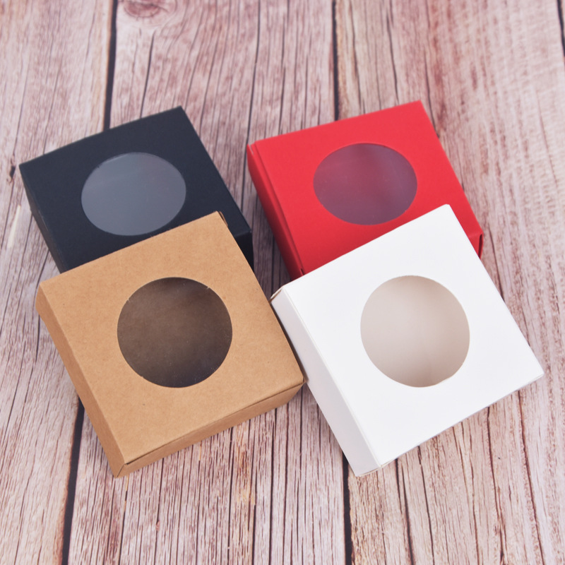 Handmade soap small pendant packaging box simple air cushion box color cute jewelry box sandalwood paper box