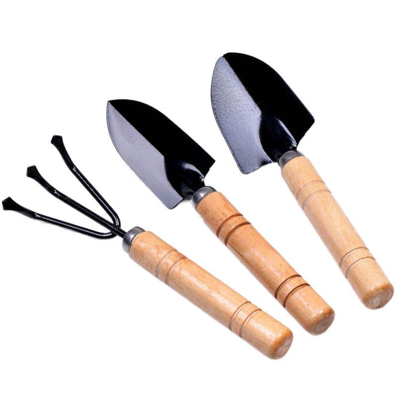 Wholesale garden flower fleshy garden planting tools set small shovel iron rake gardening set of three