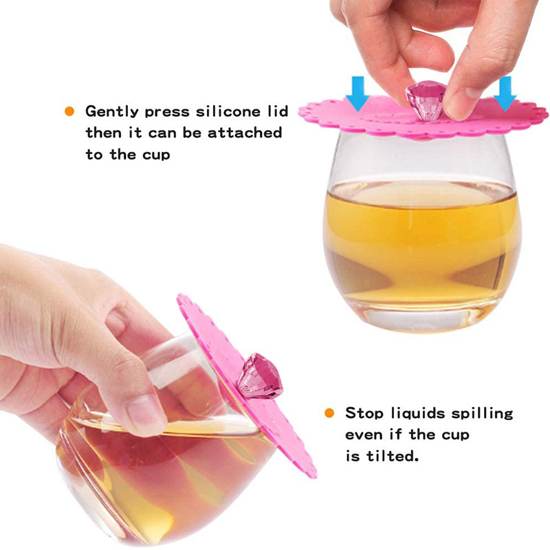 Cross-border food grade silicone glue cup cover dustproof glass cover silicone cup cover glass cover 6-piece set