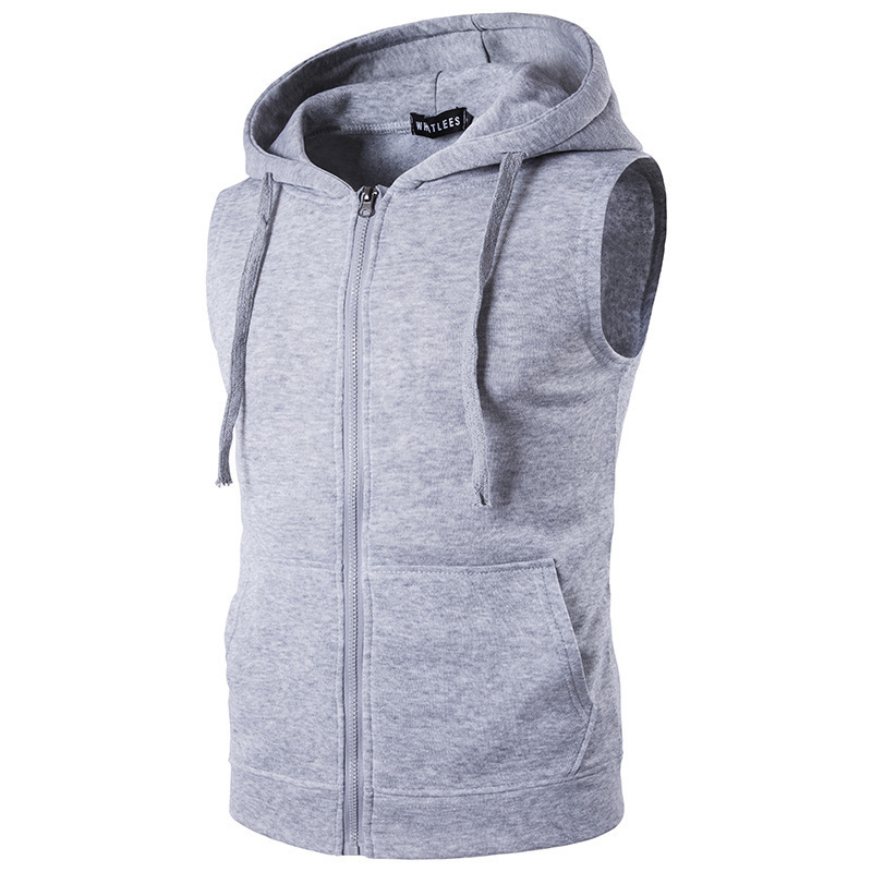 2019 foreign trade new men's hooded zipper pocket sweater vest coat hooded vest M19
