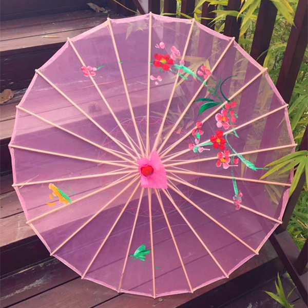 Shiny Fabric Transparent Silk Silk Umbrella Dancing Umbrella Craft Performance Props Oil Paper Umbrella Decorative Umbrella Classical Flower