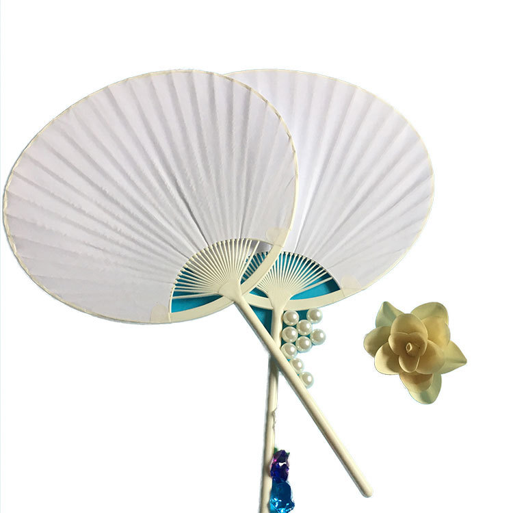 Paper fan hand painting blank diy paper Palace fan children's painting handmade graffiti painted round fan wholesale