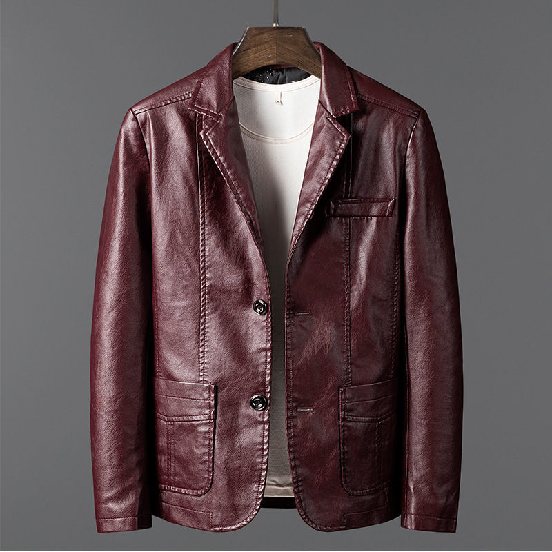 Autumn and Winter Men's Leather Clothing Korean Style Slim Fit Motorcycle Leather Suit PU Leather Jacket Trendy Casual Men's Business Jacket Men's