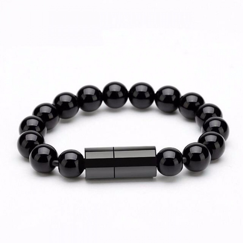 Creative data cable portable short bracelet beads charging cable for Apple Huawei type-c Android Universal