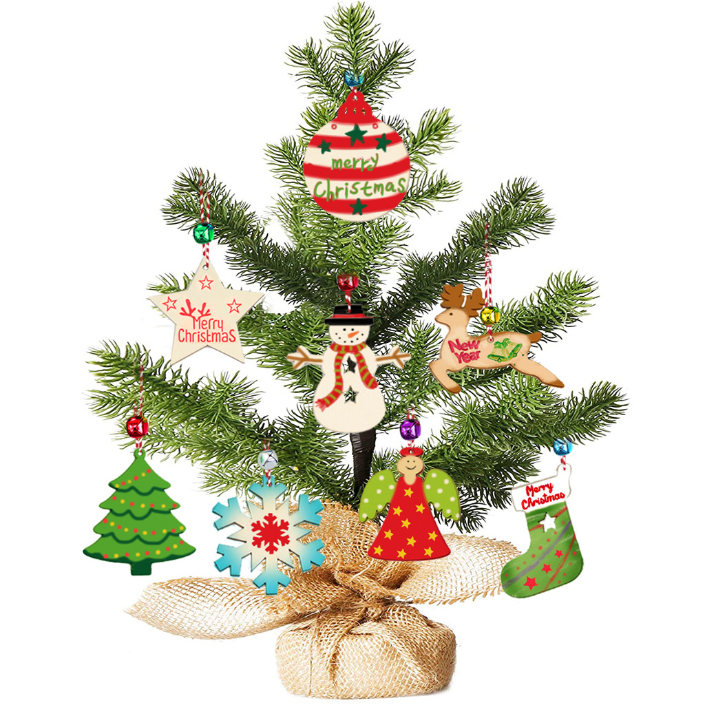 Crafts Creative Country Wooden Christmas Tree Pendant Home Decoration Gift Accessories Christmas Charm Carving Wood Piece