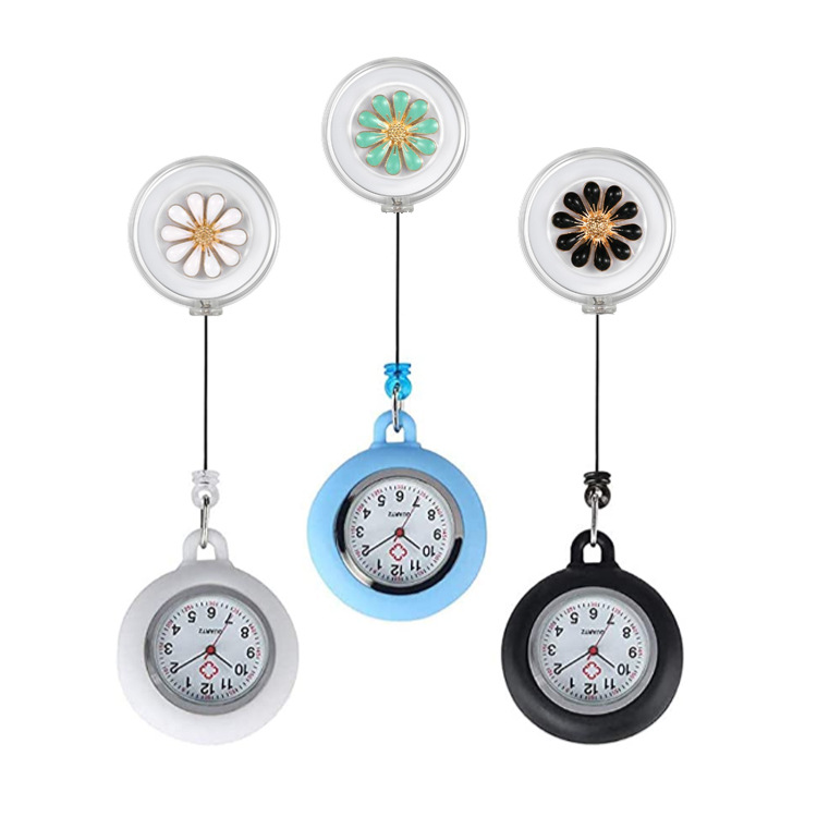 Easy Pull Button Pull Telescopic Nurse Watch Chest Watch Doctor's Pocket Watch Battery Luminous Pocket Cute Women's