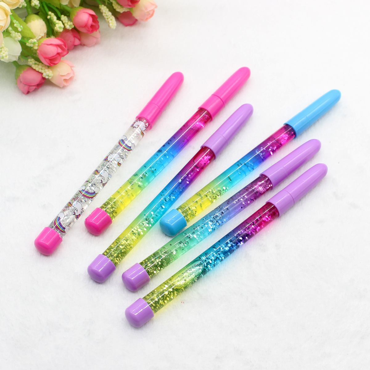 Creative Fairy Stick Ballpoint Pen Shake Sound Internet Red Color Liquid quicksand Glitter Powder Crystal Pen Printable logo