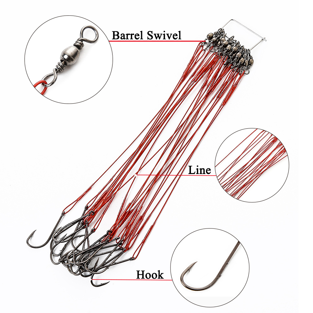 FTK wire rope 20PCs with hook anti-bite wire stainless string hook wire front wire fish wire with Connector cross-border