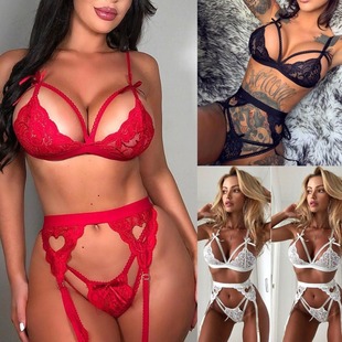 Explosions Europe and the United States Amazon sexy deep V hip 3.3 piece set garter belt sexy underwear a generation of hair