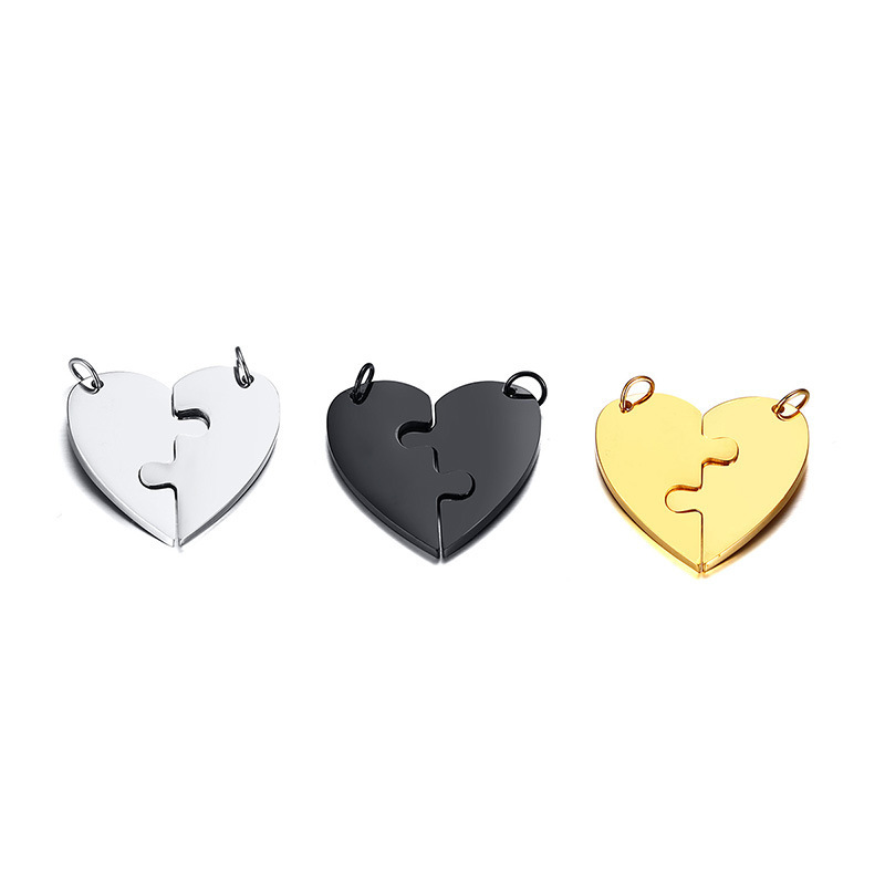 Amazon jewelry parent-child friendship 4-person pendant titanium steel heart-shaped friendship pendant two-piece jewelry PBF-016