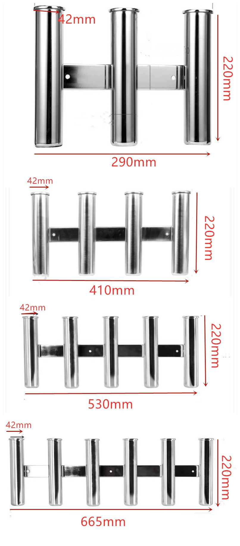 Factory spot stainless steel three-in-line barrel four-in-line five-in-line fishing rod holder fishing boat holder sea fishing gear holder