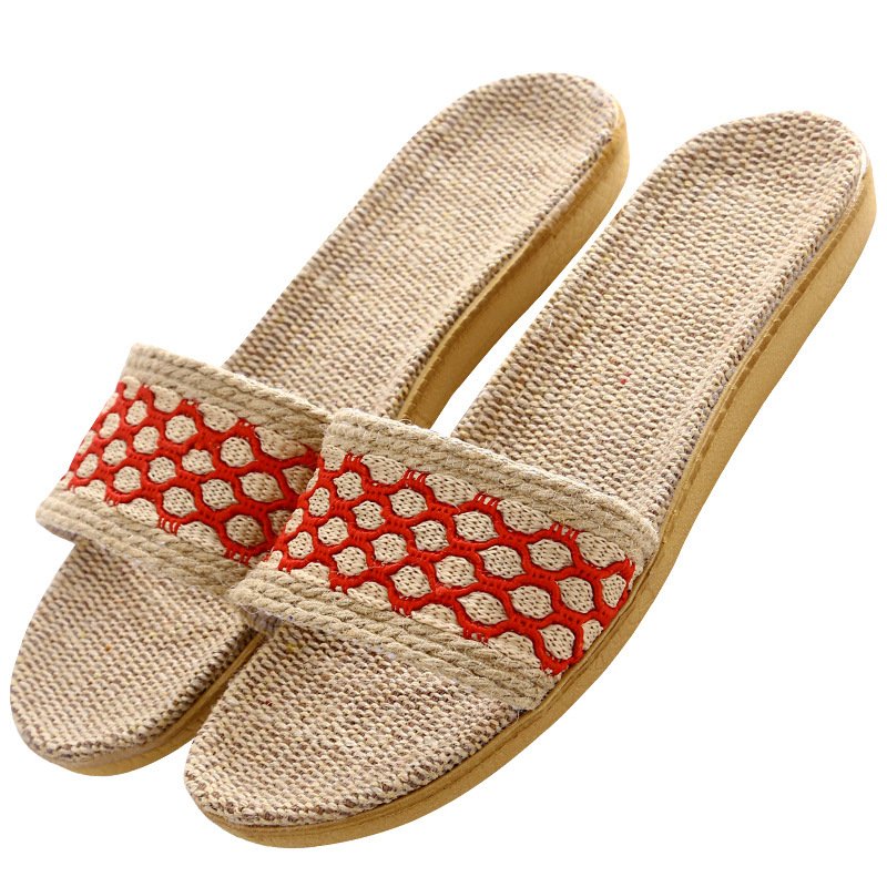 2024 new home couples indoor slippers cotton linen slippers home non-slip men and women thick slippers wholesale