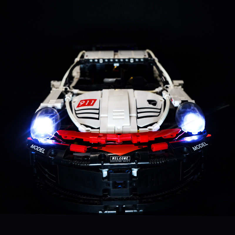 LEGO 911RSR spor araba blok aydınlatması, lityum pil uzaktan kumandalı aydınlatma ile uyumlu oyuncak LP blok aydınlatması_voghion.com