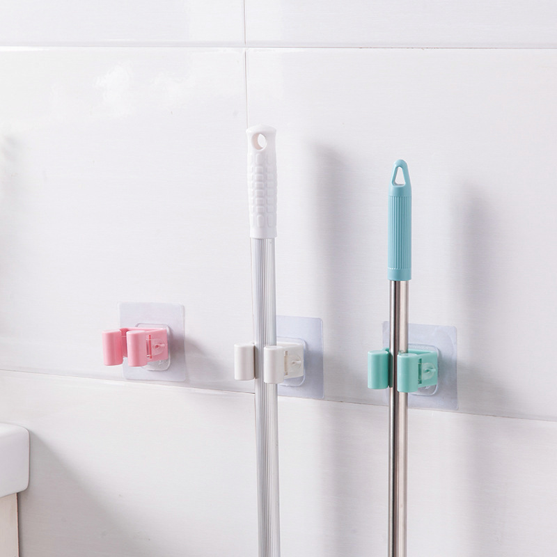Home Adhesive Mop Clip Toilet Punch-free Mop Rack Hook Bathroom Seamless Sticky Hook Broom Rack