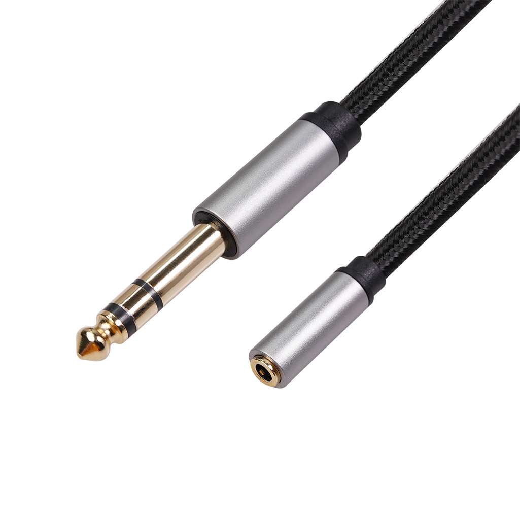 Aluminum foil braided 6.35 revolution 3.5 Bus Adapter line 3 meters braided outer mesh gray head black line manufacturers
