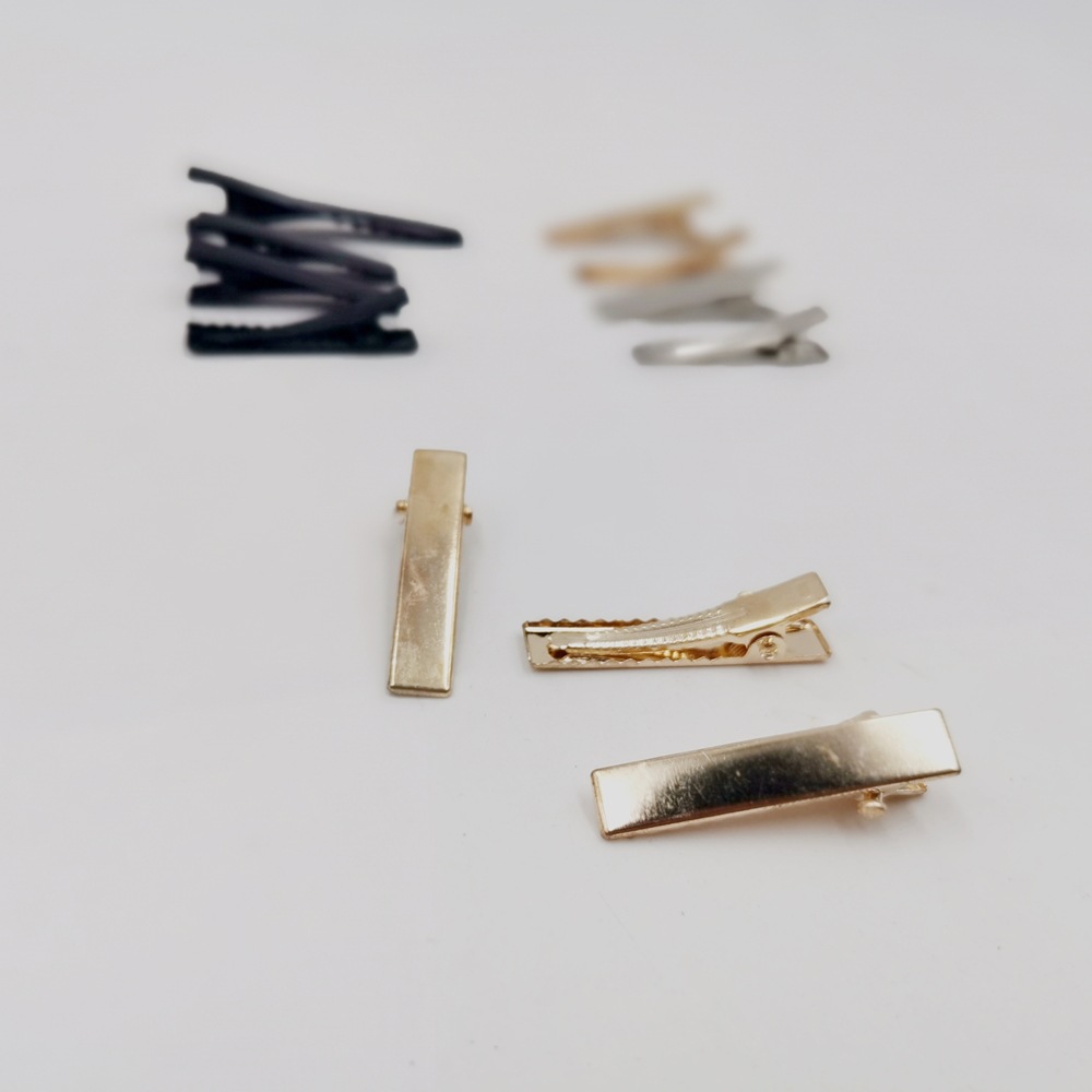 Handmade hair accessories diy headdress accessories square head clip homemade bow black hair clip metal duck bill clip