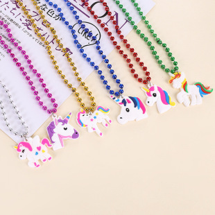 Cross-border European and American hot selling Easter cartoon beaded necklace PVC flexible glue holiday jewelry wholesale children's necklace