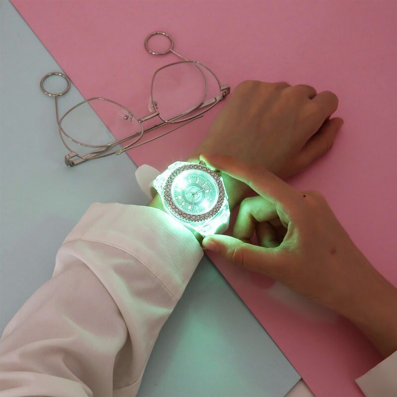 Luminous Fashion Colorful LED Luminous Watch Men's and Women's Student Watch Men's and Women's Student Fluorescent Quartz Watch
