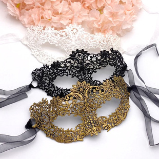 Colorful Bronzing Lace Eyeshade Adult Children's Ball Mask Half Face Female Festival Halloween Performance Props
