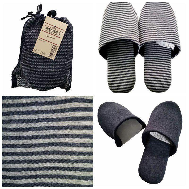 Japanese Style Folding Portable Shoes Travel Portable Slippers Unisex Cotton Slippers with Storage Bag