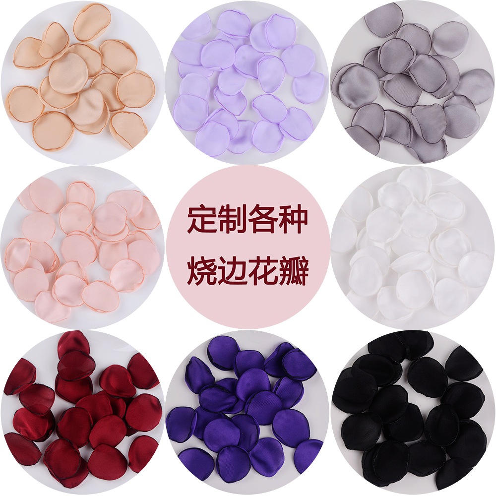 Silk Rose Petal Burned Edge Petal Wedding Luminous Cream Loose Flower Piece Party Decoration DIY Gift