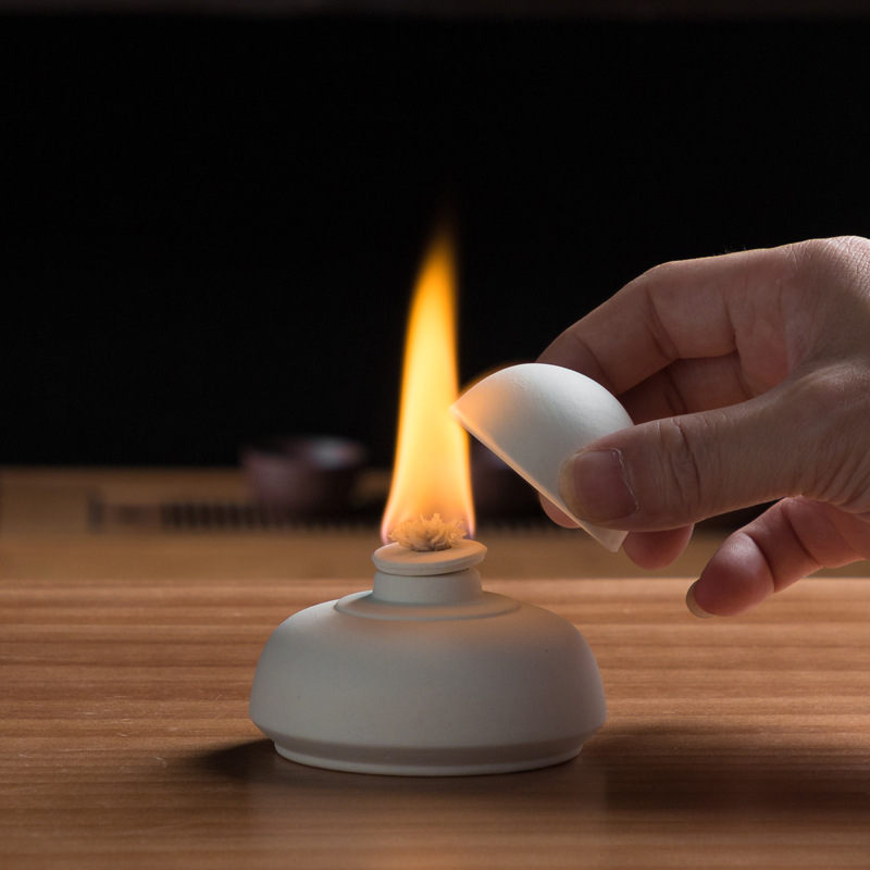 Glass Alcohol Lamp Tea Cooking Oven Tea Set White Mud Carbon Oven Alcohol Oven Warm Tea Ware Tea Ceremony Heating and Heat Preservation Coffee Small