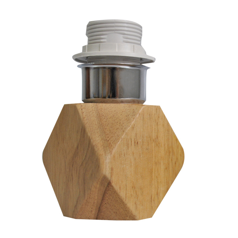 Solid wood table lamp holder E27 screw hand-woven DIY material package household personalized creative wooden base accessories
