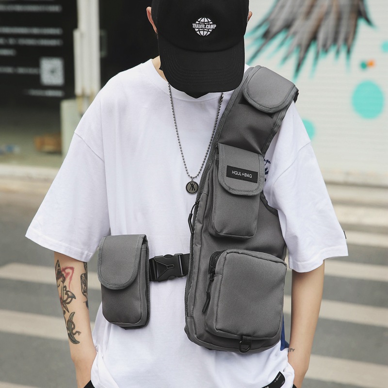 ins Hong Kong Style National Tide Functional Tactical Tooling Outdoor Multi-Pocket Vest Bag Distinctive Street Rap Vest Bag