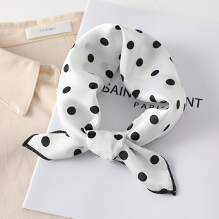 South Korea small silk scarf leopard print polka dot small square scarf women's decorative scarf autumn and winter scarf headband hair band wrist chic style