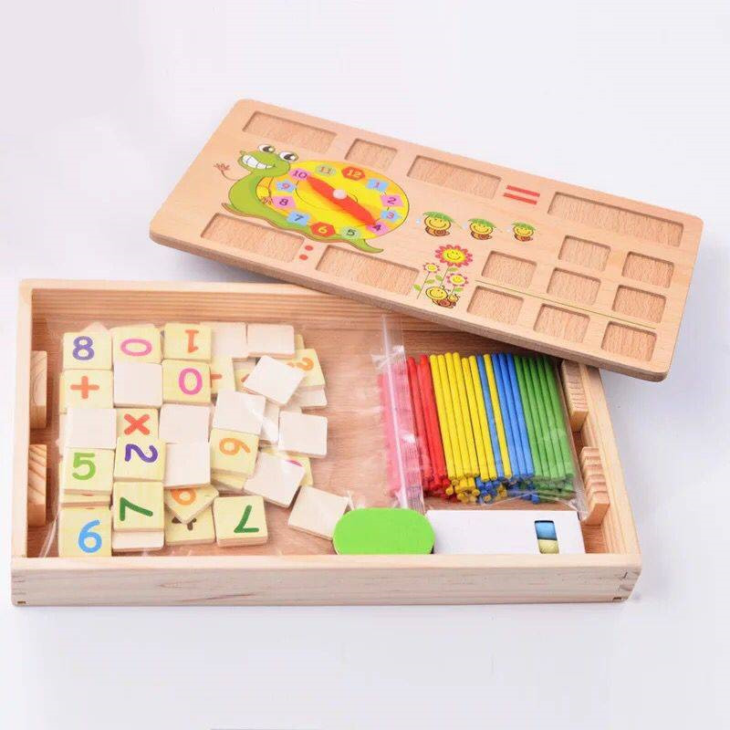 Children's Wooden Snail Learning Box Blackboard Chalk Counting Stick Children's Early Education Writing Board Wooden Toys