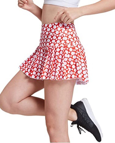 European and American Women's Sports Tennis Golf Culottes Mid-Waist Pleated Sports Shorts High Waist Pocket Pants