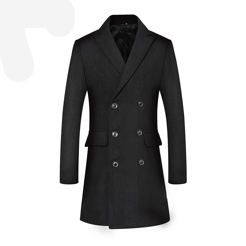 2020 cross-border new woolen coat men's long lapel double-breasted business casual woolen coat men's manufacturers